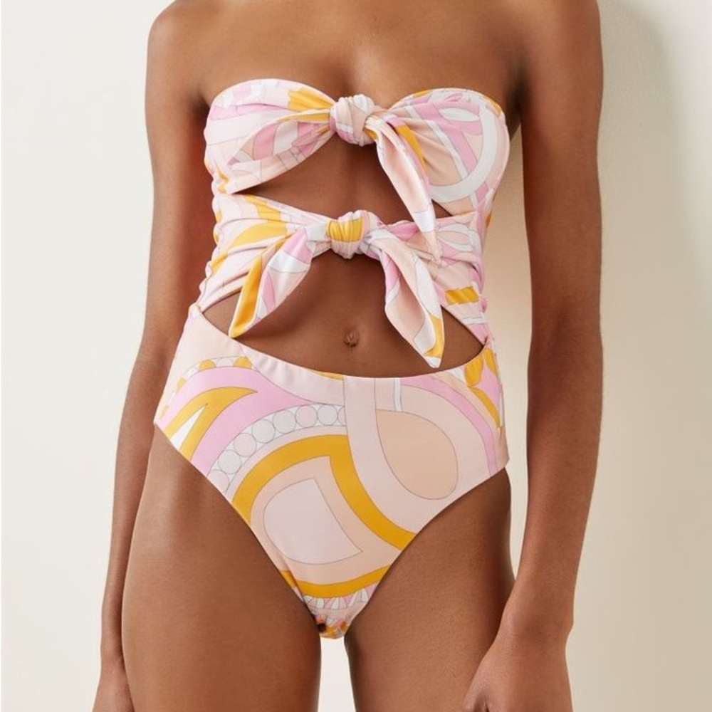 Cin Cin Mercury Printed Knotted One Piece Swimsuit